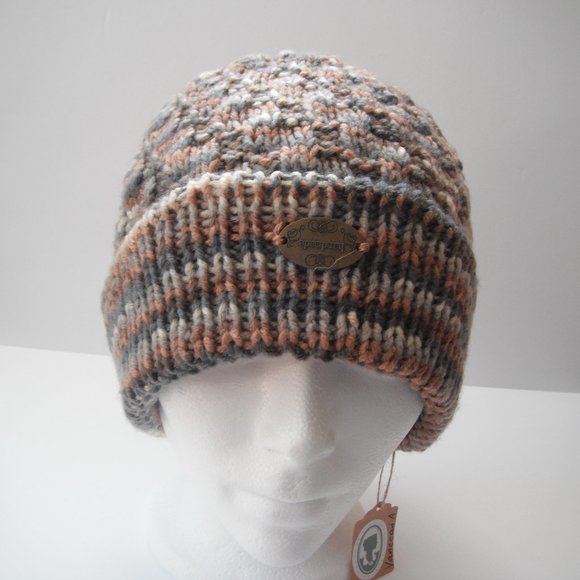 Hand Knitted Hat Toque Adult Size - L Acrylic Brown/Gray - 023 Hand knit by me - Picture 2 of 8